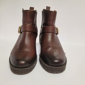 Vionic Women's Boot Mystic Mara Leather Moto Boots Chocolate Brown Size 9